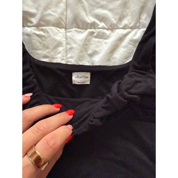 Wilfred Free ARITZIA Black Shrunken Bust Cropped Womens Cami Top Size Large - Picture 5 of 5